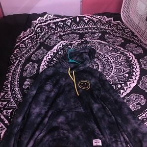 Navy blue  and white kind of tie dye hoodie